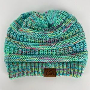 Slope Beanie Chunky Knit Beanie Rainbow Teal